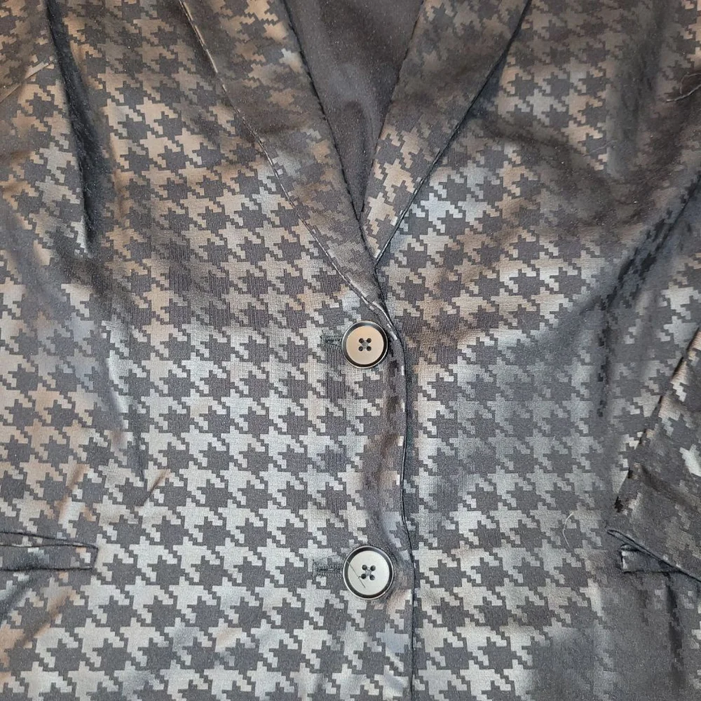 Women's Torrid Studio Luxe Ponte Relaxed Houndstooth Blazer 3X Black Gray - Picture 3 of 10